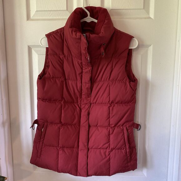 Eddie Bauer Jackets & Blazers - Eddie Bauer Goose Down Vest Size XS Red Zip Buttons Straps Pockets 700 Fill